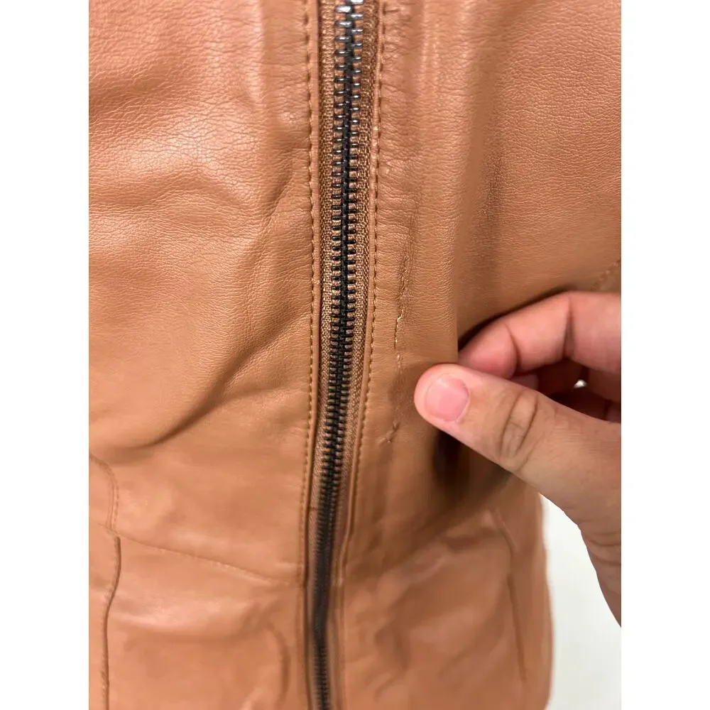 Cupcake & Cashmere Maggie Dress Brown Faux Leather Mini Dress with pockets - Picture 10 of 16